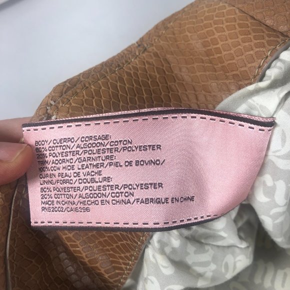 JUICY COUTURE Beige Velour Satchel, Large, Rhinestones, Tassel, Gently Used - Picture 11 of 16